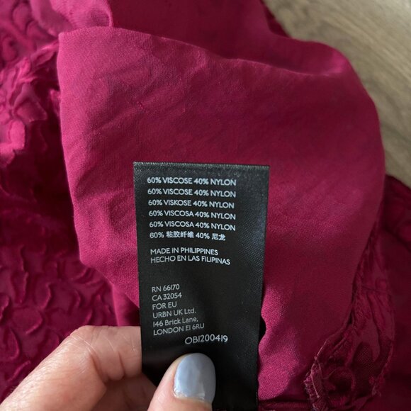 Anthropologie Burgundy Button Down Blouse Womens Size XS Sheer Boho Holiday - Picture 6 of 15